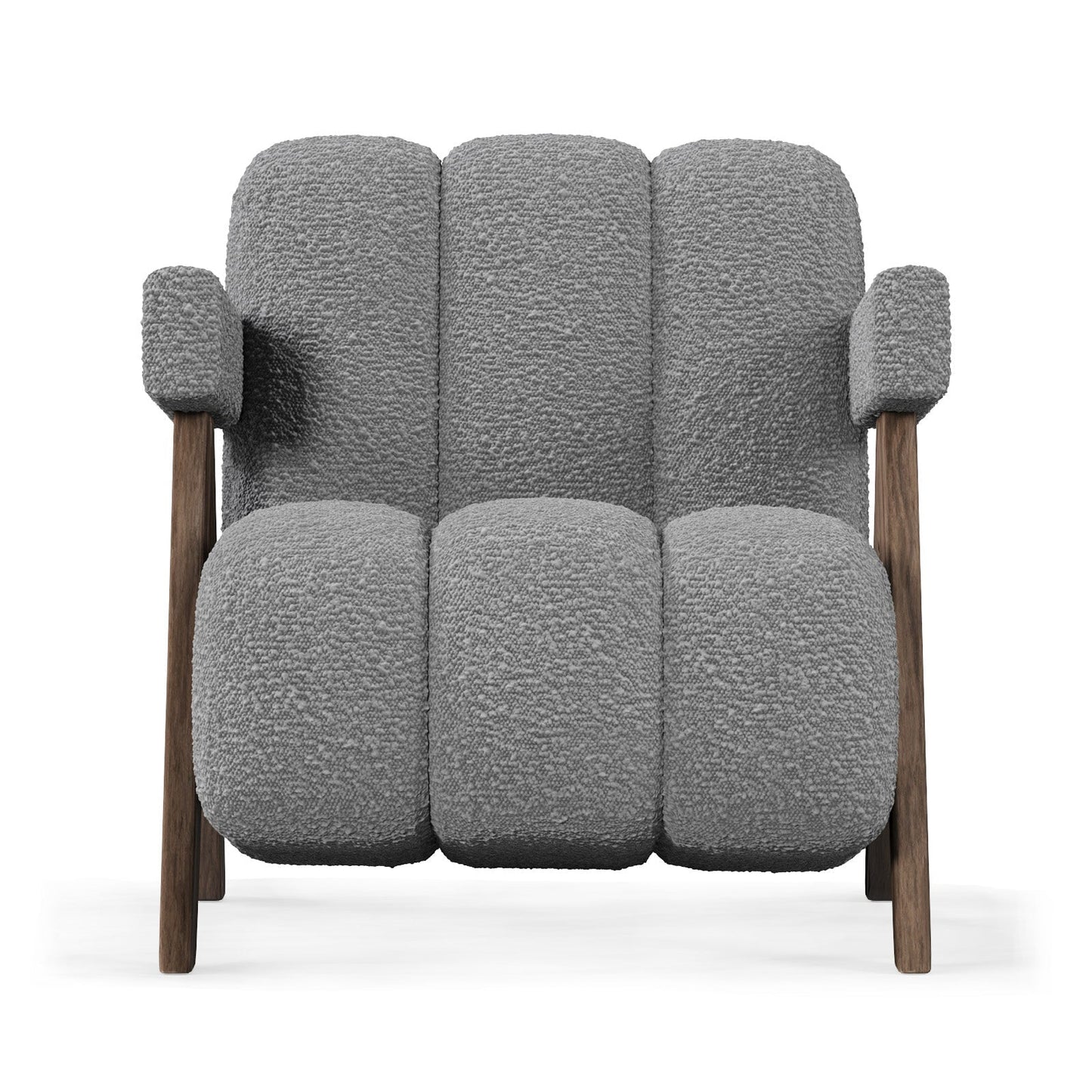 Sculptural Three-Panel Accent Chair with Tapered Walnut Legs