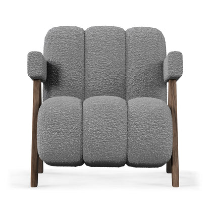 Sculptural Three-Panel Accent Chair with Tapered Walnut Legs