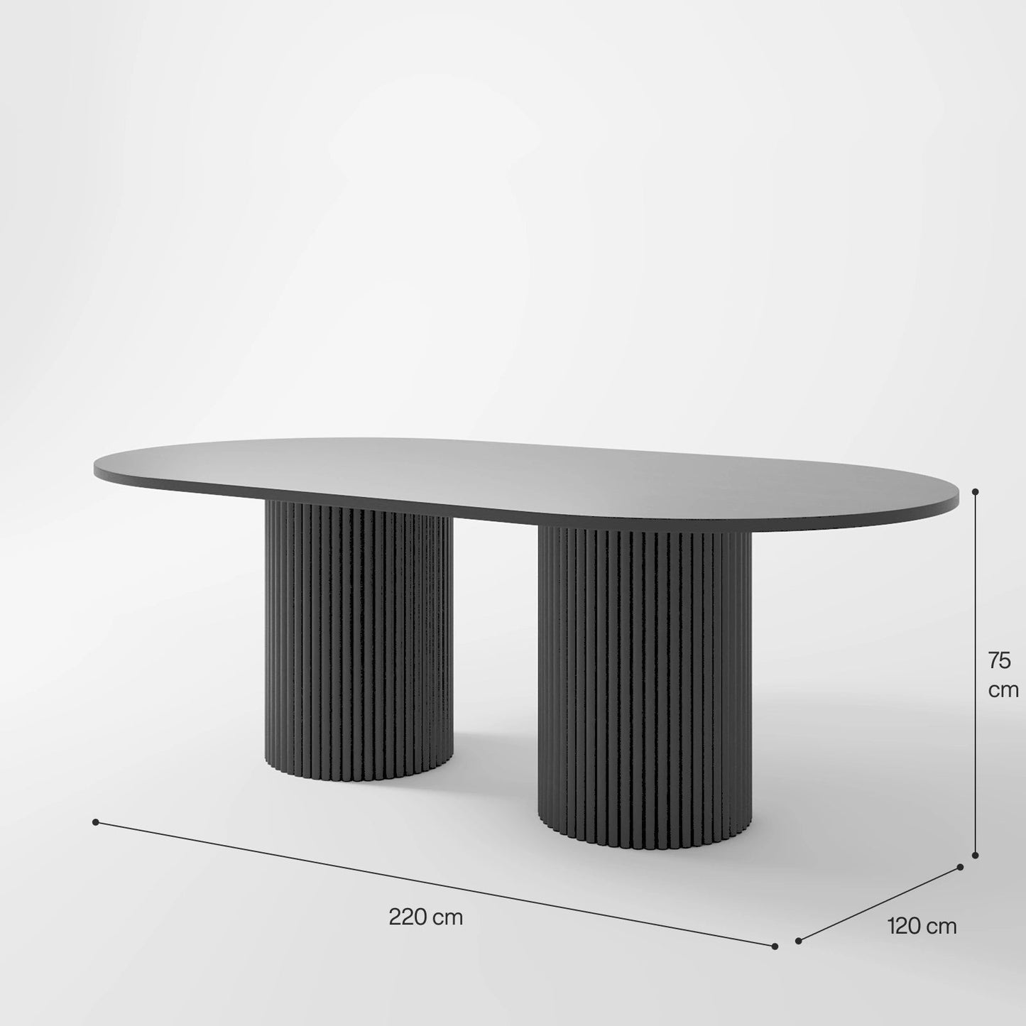 The Pantheon Oval Table: Modern Architectural Centerpiece in Charred Oak