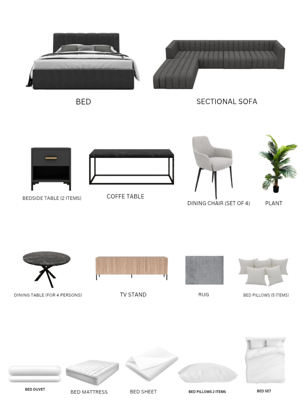 Brown/1-Bedroom/20Items