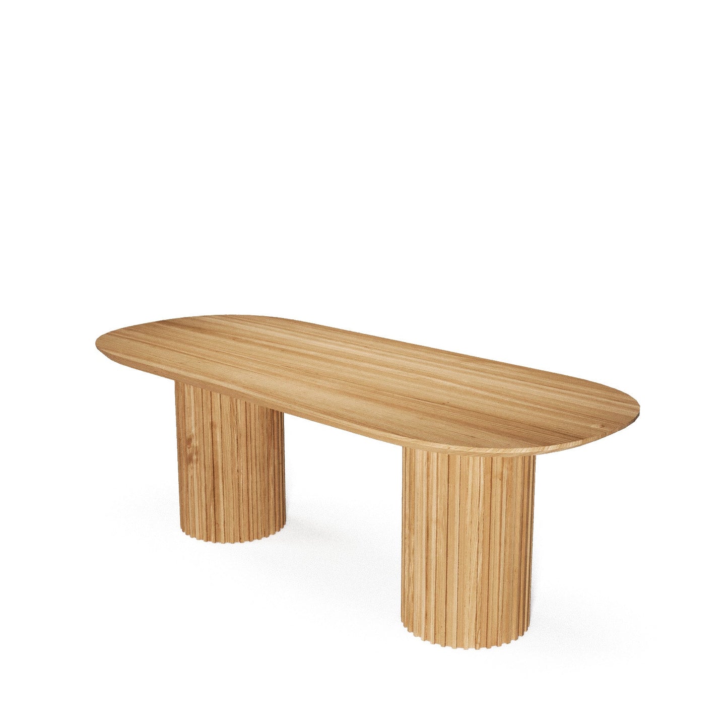 The Augustus Oval Table: Modern Architectural Centerpiece in Fluted Oak