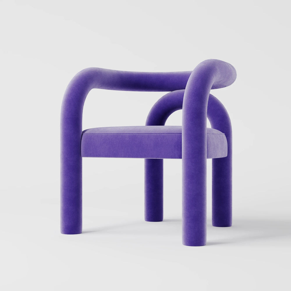 Minimalist Tubular Accent Chair with Geometric Support Silhouette