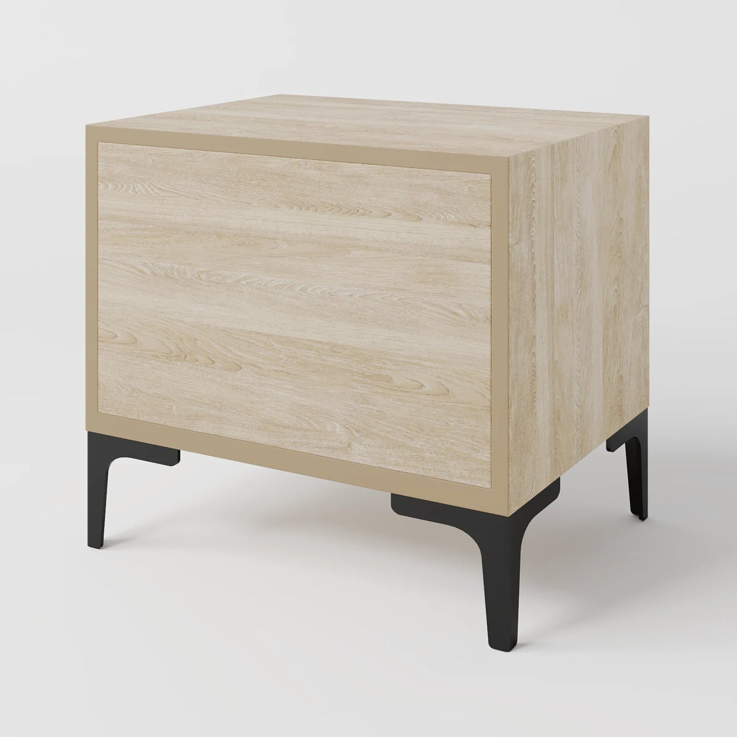 Nordic Oak & Steel Industrial Bedside Table