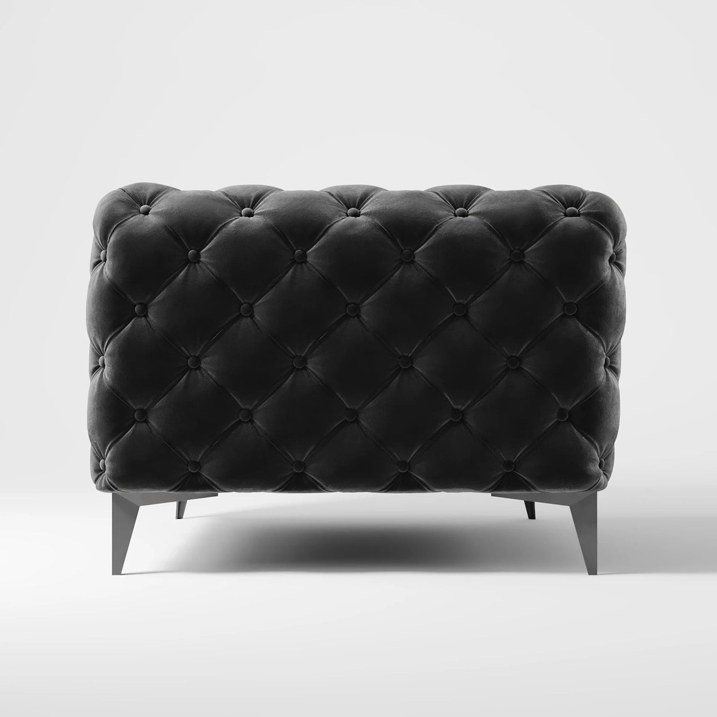 Luxury Black Velvet Chesterfield Armchair with Button-Tufting