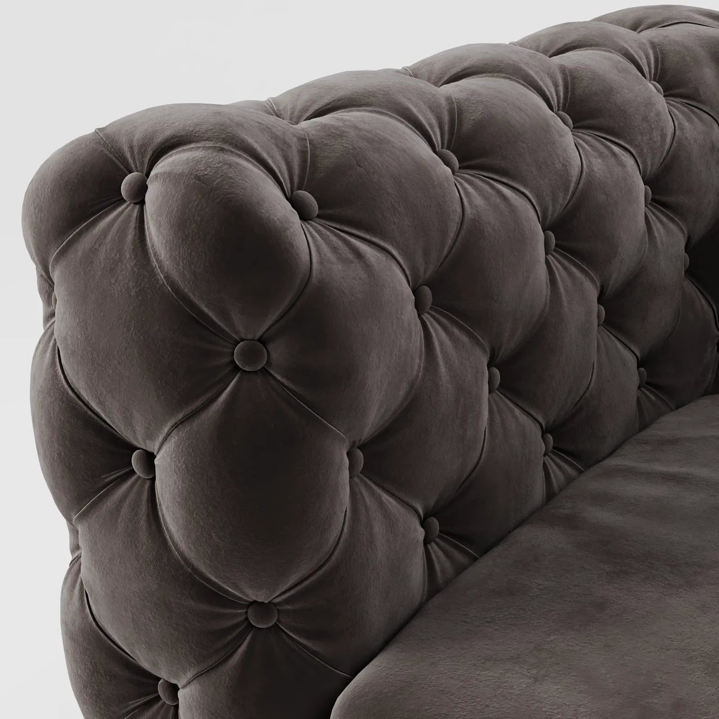 Luxury Black Velvet Chesterfield Armchair with Button-Tufting
