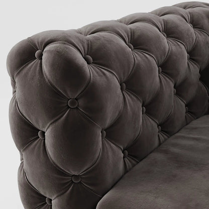 Luxury Black Velvet Chesterfield Armchair with Button-Tufting