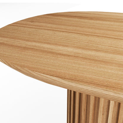 The Augustus Oval Table: Modern Architectural Centerpiece in Fluted Oak