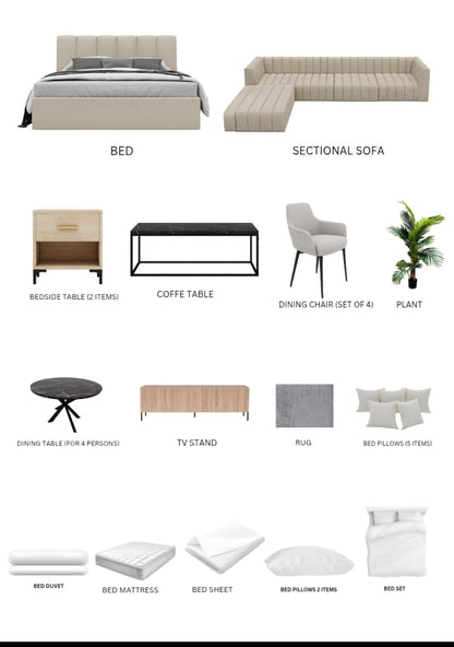 Beige/1-Bedroom/20Items