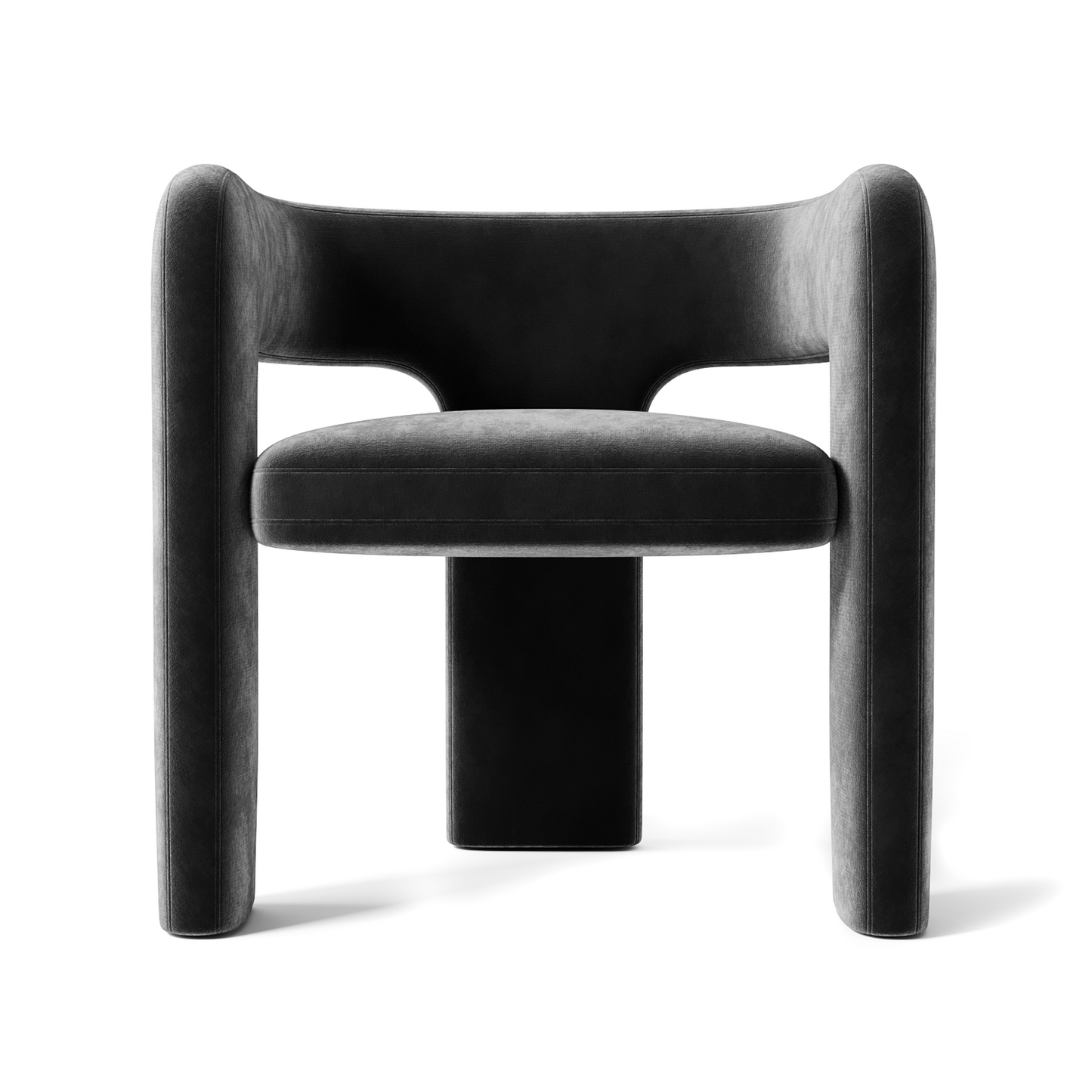 The Tiber Lounge: Modern T-Frame Sculptural Chair in Onyx Velvet