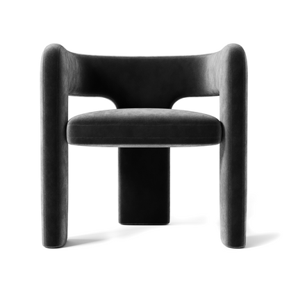 The Tiber Lounge: Modern T-Frame Sculptural Chair in Onyx Velvet