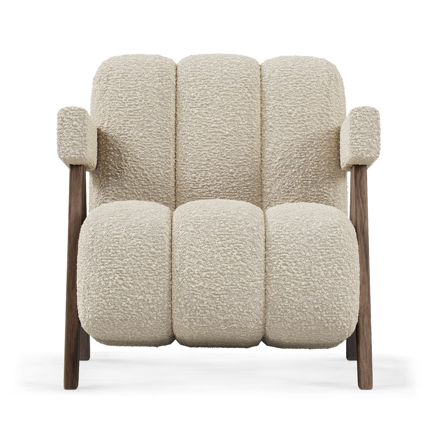 Sculptural Three-Panel Accent Chair with Tapered Walnut Legs