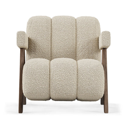 Sculptural Three-Panel Accent Chair with Tapered Walnut Legs