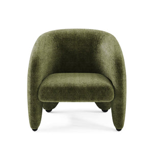 Olive Chenille Barrel Chair with Sculpted Legs