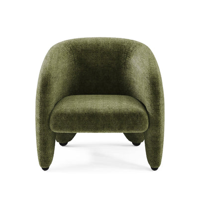 Olive Chenille Barrel Chair with Sculpted Legs