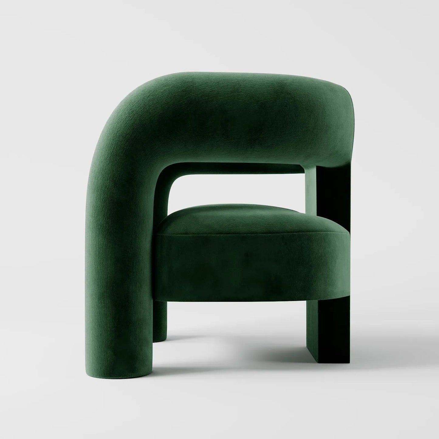 The Veridian Lounge: Architectural Sculptural Chair in Forest Velvet