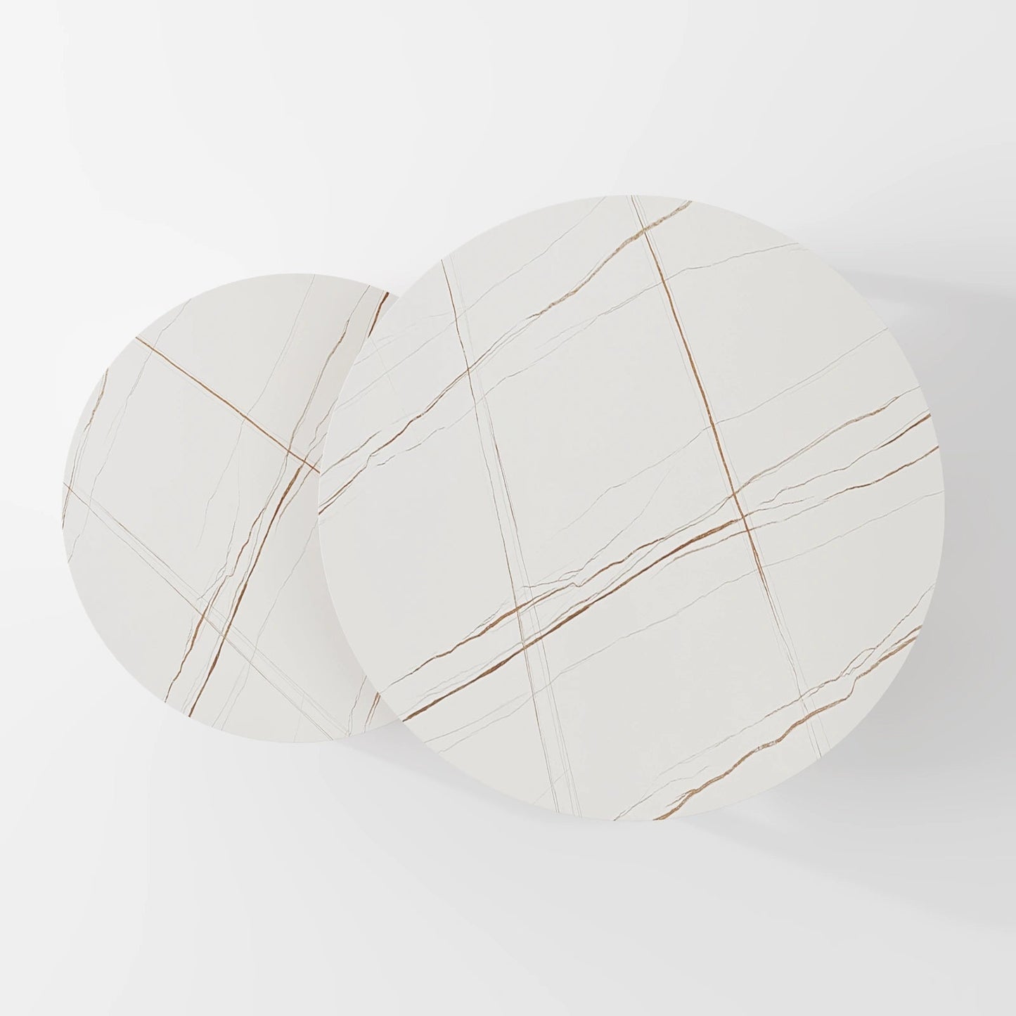 Modern Veined Marble Coffee Tables with Ribbed and Open-Frame Supports