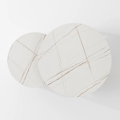 Modern Veined Marble Coffee Tables with Ribbed and Open-Frame Supports