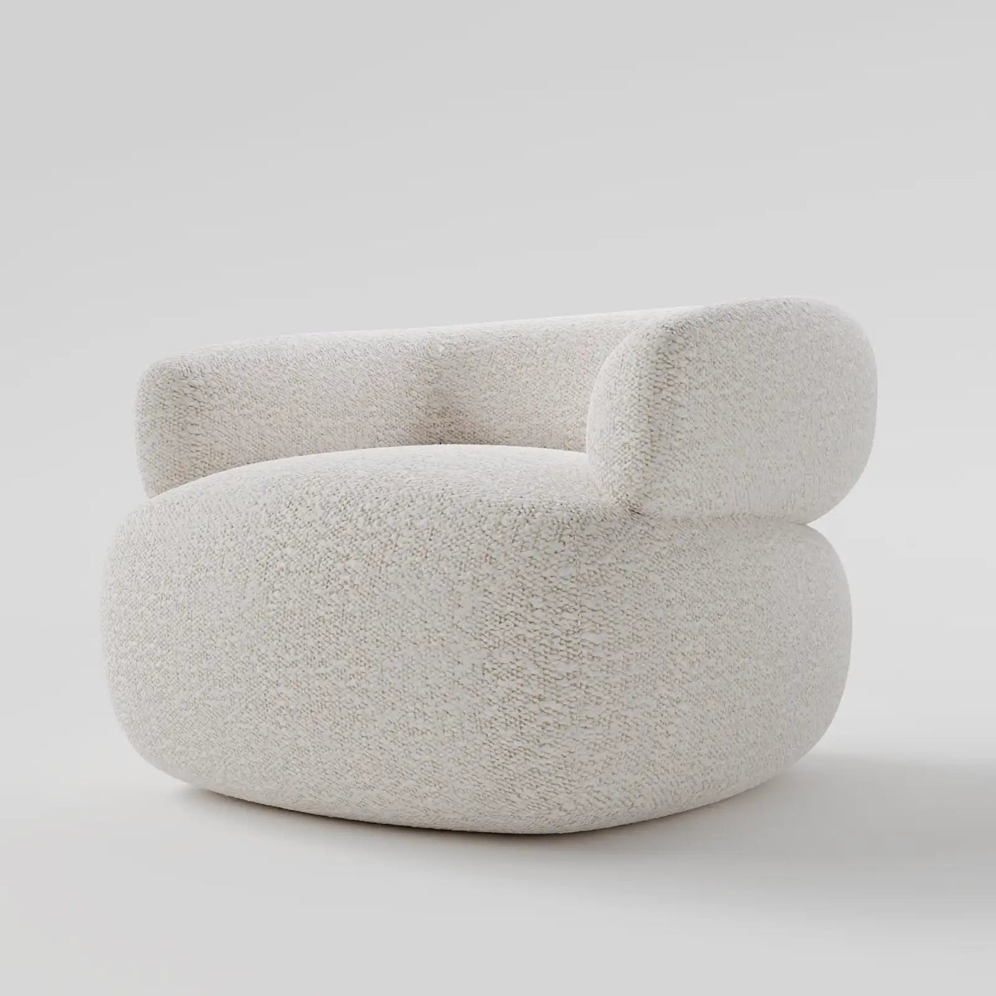 Modern Low-Profile Bouclé Accent Chair with Seamless Curved Design