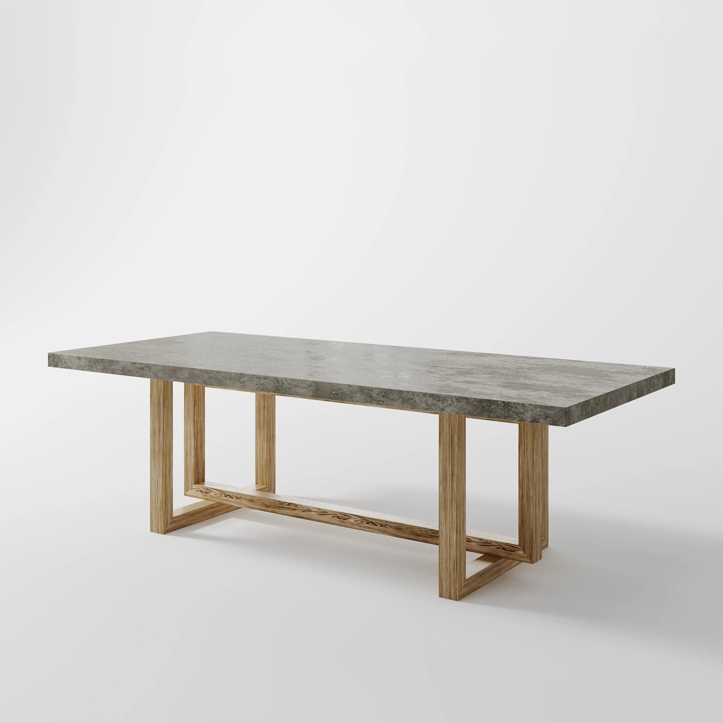 The Strata Table: Modern Minimalist Dining Table in Grey Stone and Oak