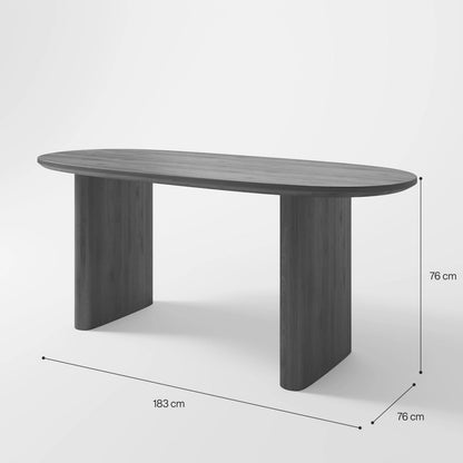 Architectural Elliptical Dining Table with Bold Monolithic Supports