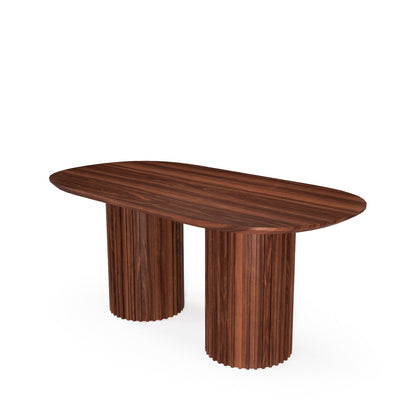 The Augustus Oval Table: Modern Architectural Centerpiece in Fluted Oak