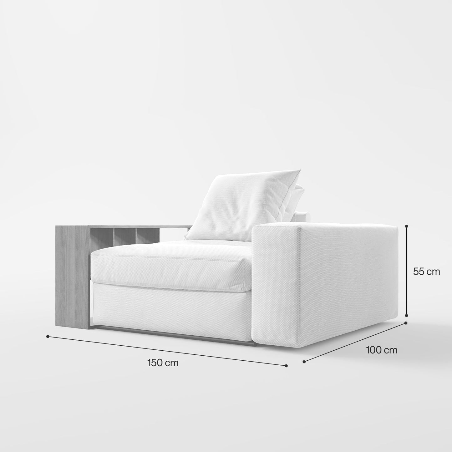 Contemporary Low-Profile Club Chair with Integrated Side Storage