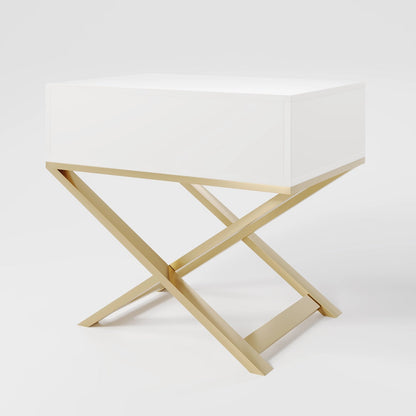 "Royal Ivory Cross Leg Bedside Table