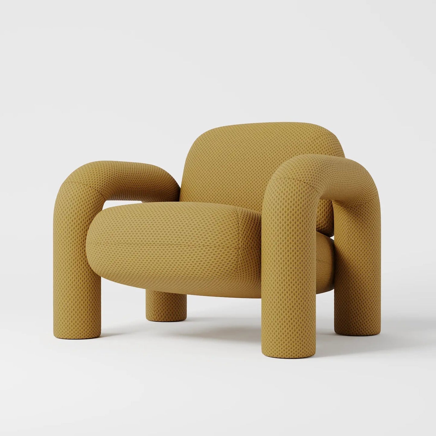 Modern Royal Blue Lounge Chair with Oversized Cylindrical Legs