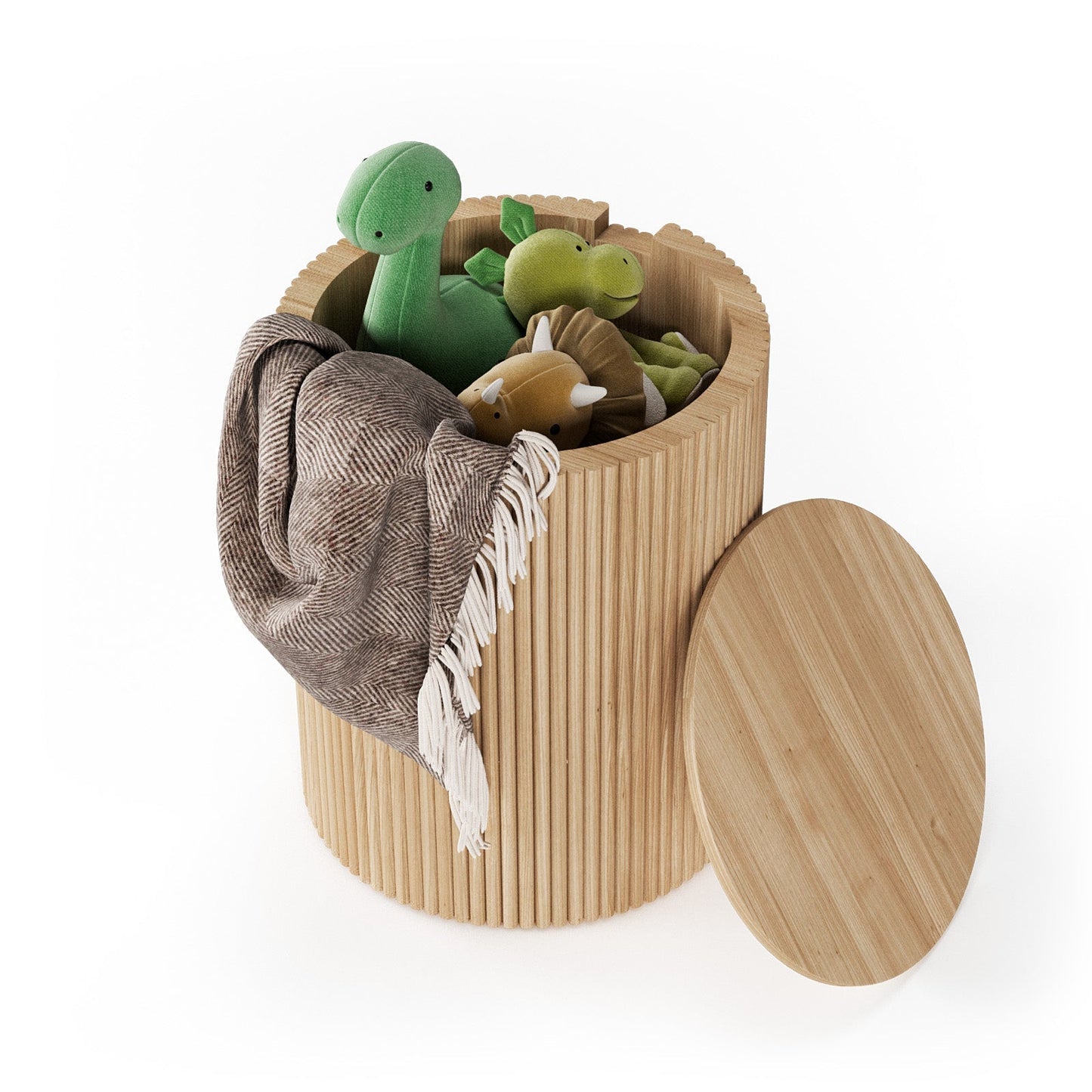 The Tambour Column: Modern High-Profile Ribbed Wood Pedestal Table