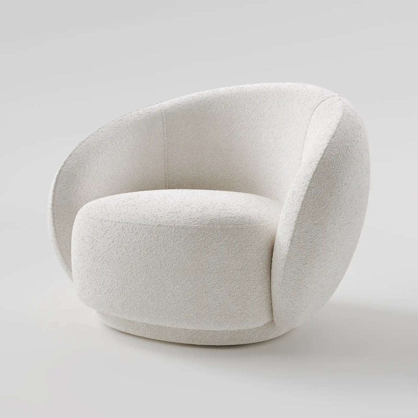The Orbital Lounge: Sculptural Marshmallow Swivel Chair in Ivory Texture