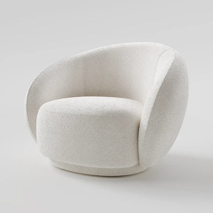 The Orbital Lounge: Sculptural Marshmallow Swivel Chair in Ivory Texture