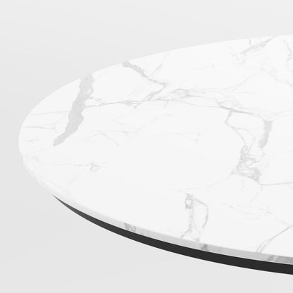 Contemporary Round Dark Grey Concrete Dining Table with Interlocking Arch Base