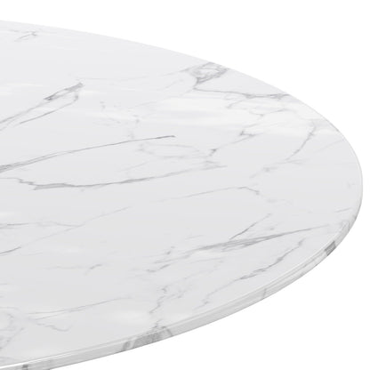 Contemporary Round Dark Grey Concrete Dining Table with Interlocking Arch Base