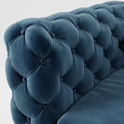 Luxury Black Velvet Chesterfield Armchair with Button-Tufting