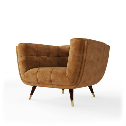 Modern Tan Velvet Accent Arm Chair