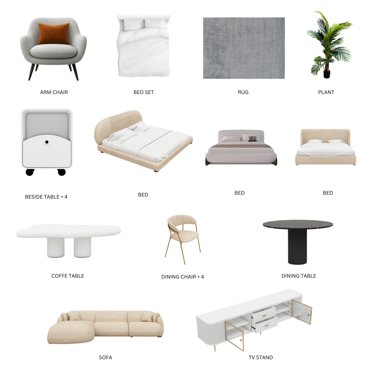 Beige/3Bedroom/37Items