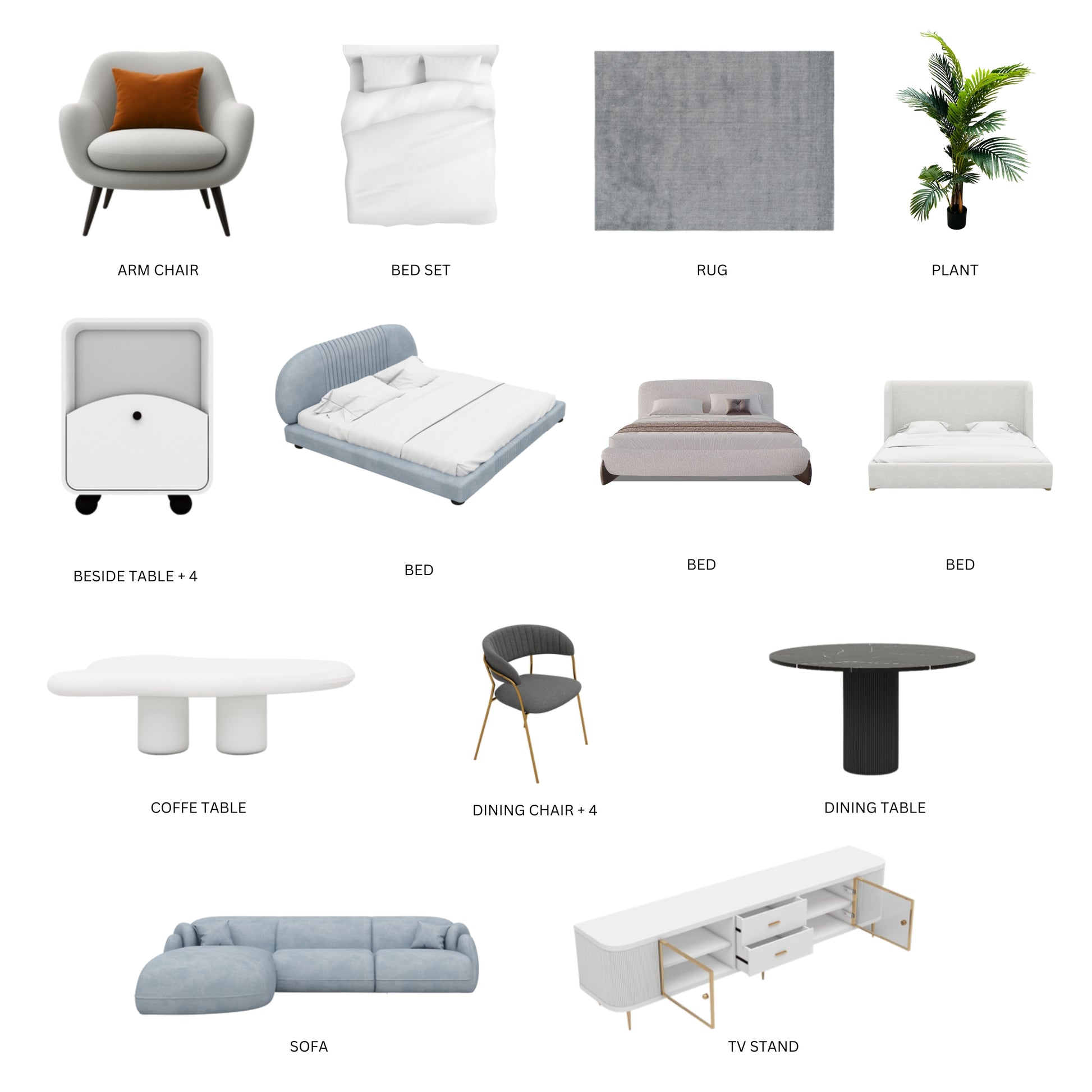 Blue/3Bedroom/37Items