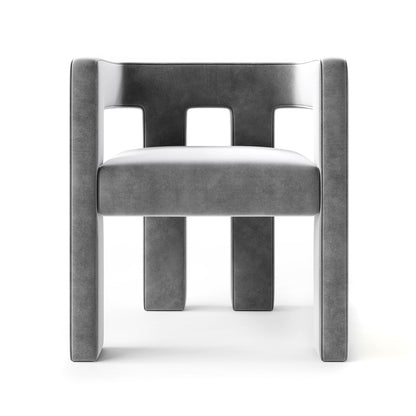 Modern Linear Accent Chair with Sculptural Pillar Frame