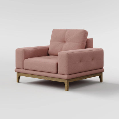 Contemporary Low-Profile Club Chair with Sculptural Wood Frame