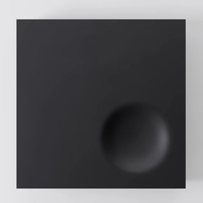 Contemporary Square Matte Black Coffee Table with Integrated Concave Basin