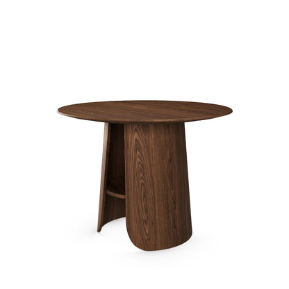 Contemporary Round Natural Oak Dining Table with Fluted Pedestal Base