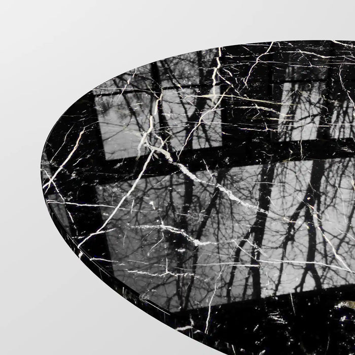 The Noir Ribbed Marble Table: Modern Sculptural Centerpiece with Vertical Texturing