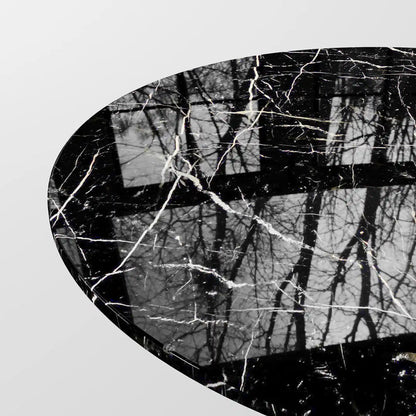 The Noir Ribbed Marble Table: Modern Sculptural Centerpiece with Vertical Texturing