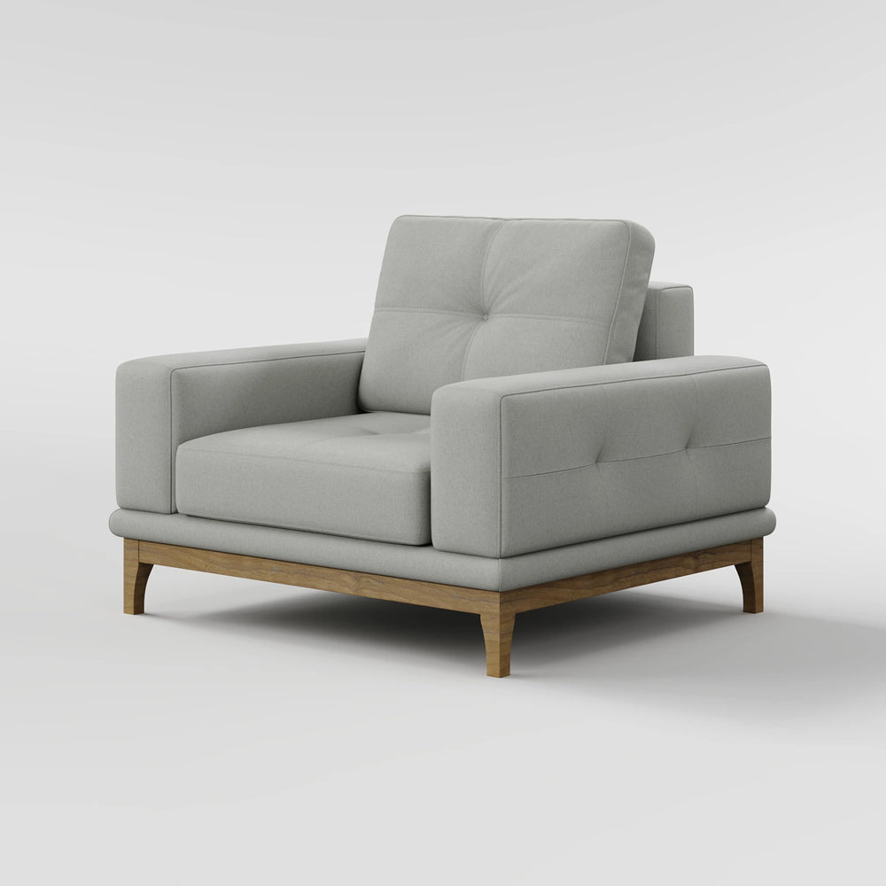 Contemporary Low-Profile Club Chair with Sculptural Wood Frame