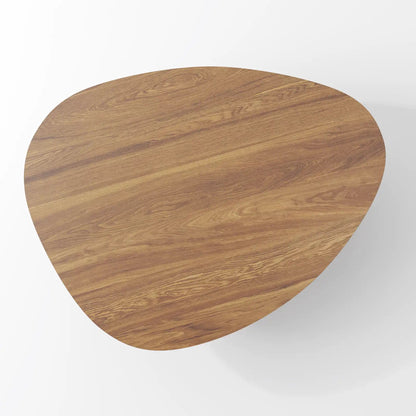 Contemporary Oval Marble Coffee Table with Asymmetrical Wood