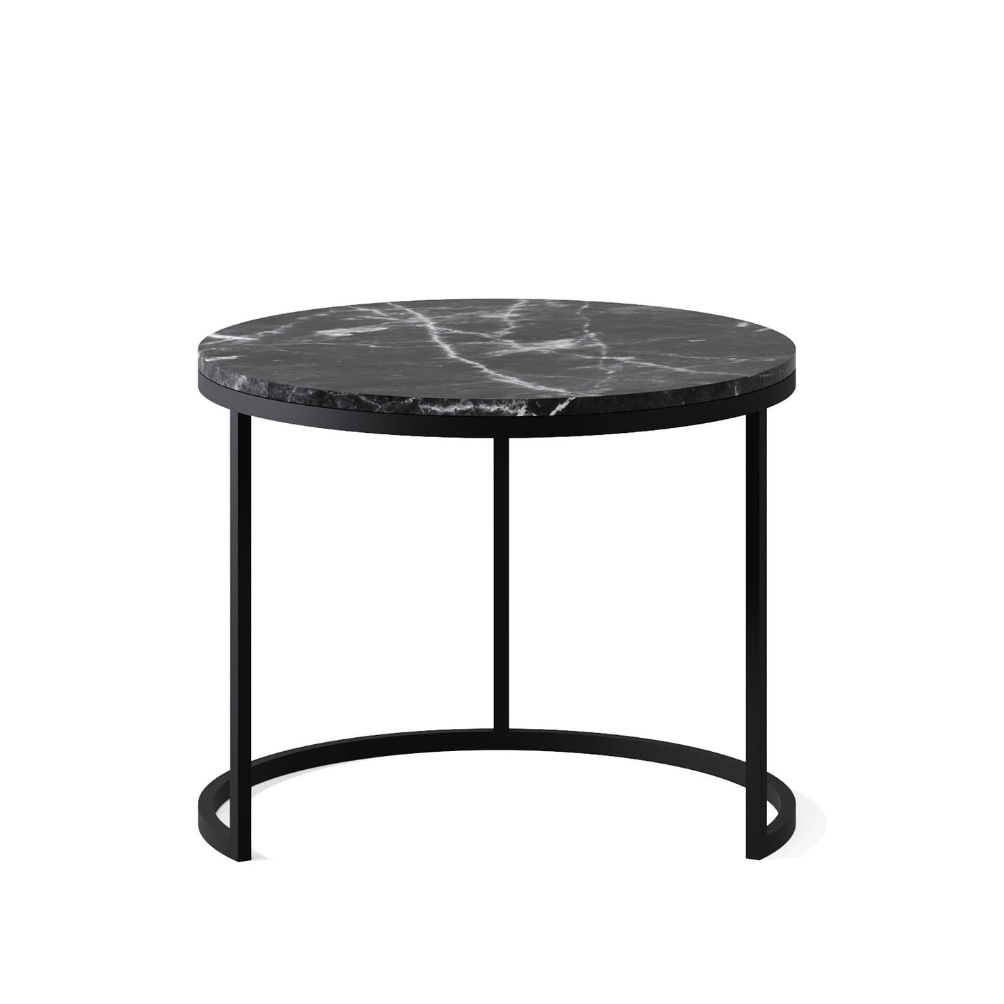 The Duo-Marble Set: Modern Tiered Nesting Tables with Slim Black Circular Supports