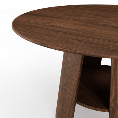 Contemporary Round Natural Oak Dining Table with Fluted Pedestal Base