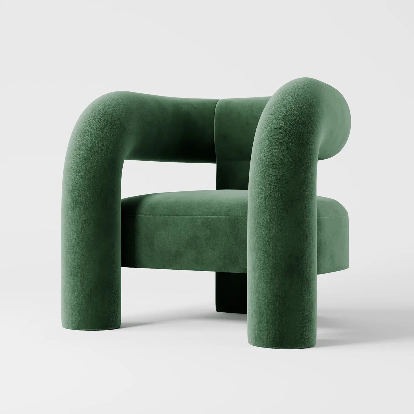The Veridian Lounge: Architectural Sculptural Chair in Forest Velvet