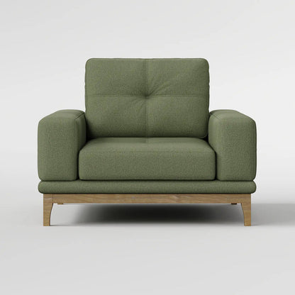 Contemporary Low-Profile Club Chair with Sculptural Wood Frame