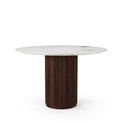 The Carrara Bistro: Modern Round Table with Textured Onyx Column